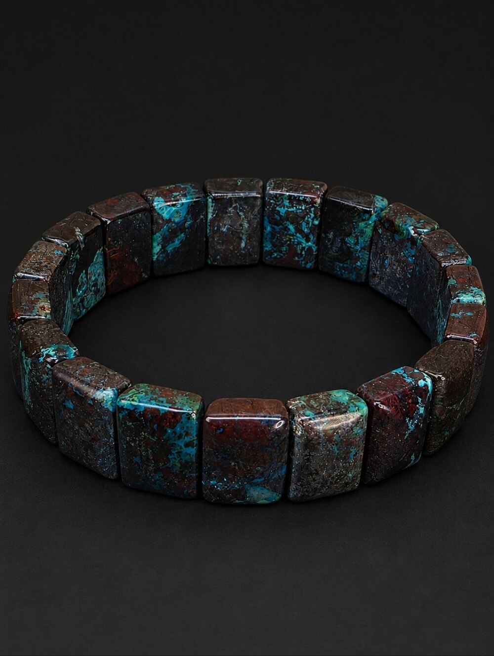 Natural Turquoise Matrix Stretch Bracelet Southwestern Stone Beads